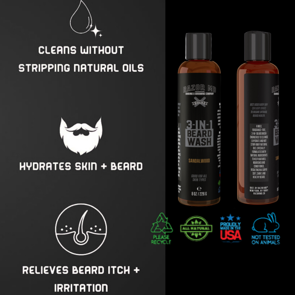 Shampoing à barbe 3 en 1 - Bois de santal